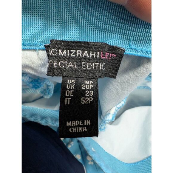 Isaac Mizrahi Live! Petite 24/7 Stretch Crop Wide-Leg Blue and White Floral Pant - Picture 4 of 7